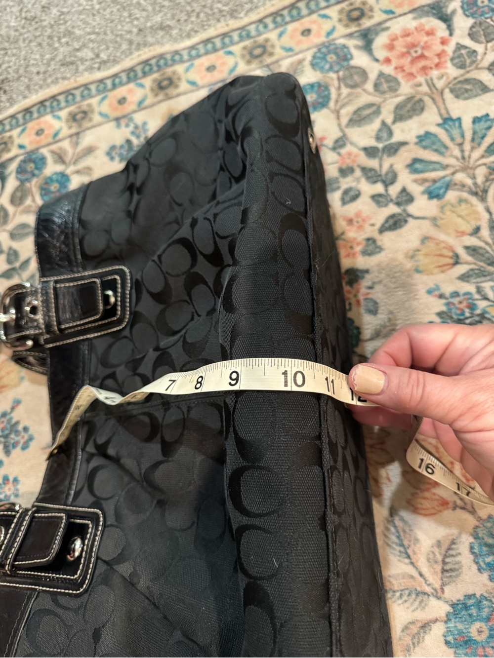 Coach Black Signature Jacquard Shoulder Tote - Picture 8 of 12
